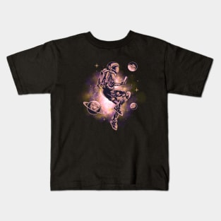 Astronaut Flying Through Space Kids T-Shirt